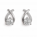 S925．優雅交叉閃鑽耳環