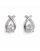 S925．優雅交叉閃鑽耳環