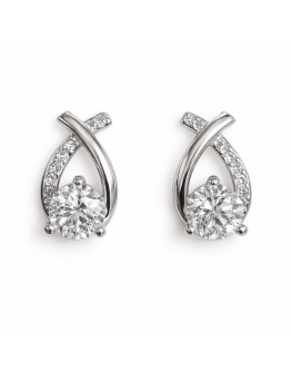 S925．優雅交叉閃鑽耳環