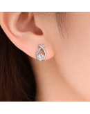 S925．優雅交叉閃鑽耳環