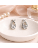 S925．優雅交叉閃鑽耳環