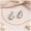 S925．優雅交叉閃鑽耳環