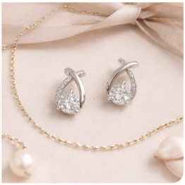 S925．優雅交叉閃鑽耳環