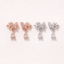 Rose Gold Butterfly Stud Drop Earrings