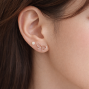 韓系蝴蝶結珍珠雙戴耳釘組