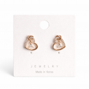 玫瑰金心鑽耳環