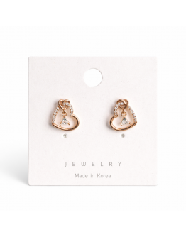 玫瑰金心鑽耳環