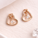 玫瑰金心鑽耳環