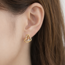 金色心鑽純銀耳環