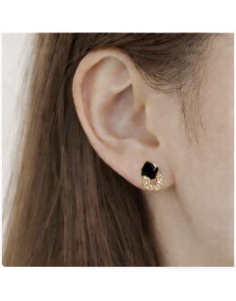 Noir Link Crystal Studs