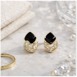 Noir Link Crystal Studs