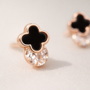 黑曜四葉鑽垂耳釘耳環