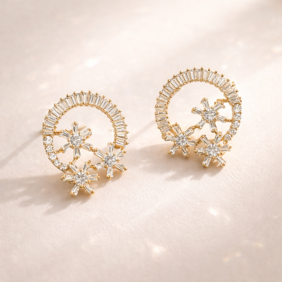 Elegant Crystal Flower Earrings