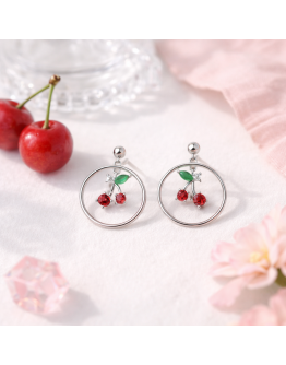 Sweet Cherry Hoop Earrings