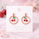 Sweet Cherry Hoop Earrings – Rose Gold