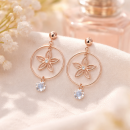 Crystal Flower Hoop Earrings