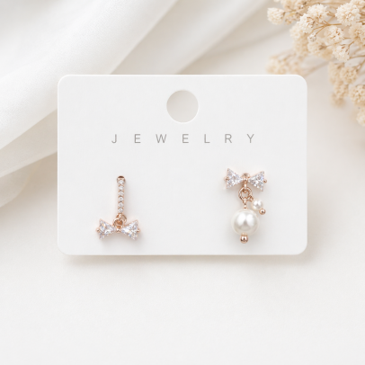 Delicate Bow Pearl Drop Earrings