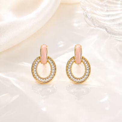 Blush Crystal Hoop Earrings