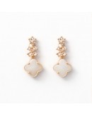 幸運四葉貝母垂墜耳環