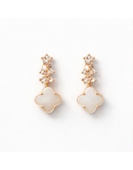 幸運四葉貝母垂墜耳環