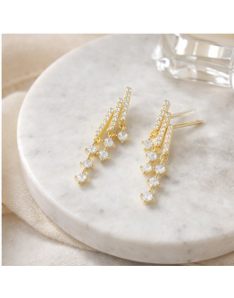 優雅流光垂墜耳環｜韓系氣質小鑽款