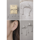 銀緞蝴蝶結垂墜耳環